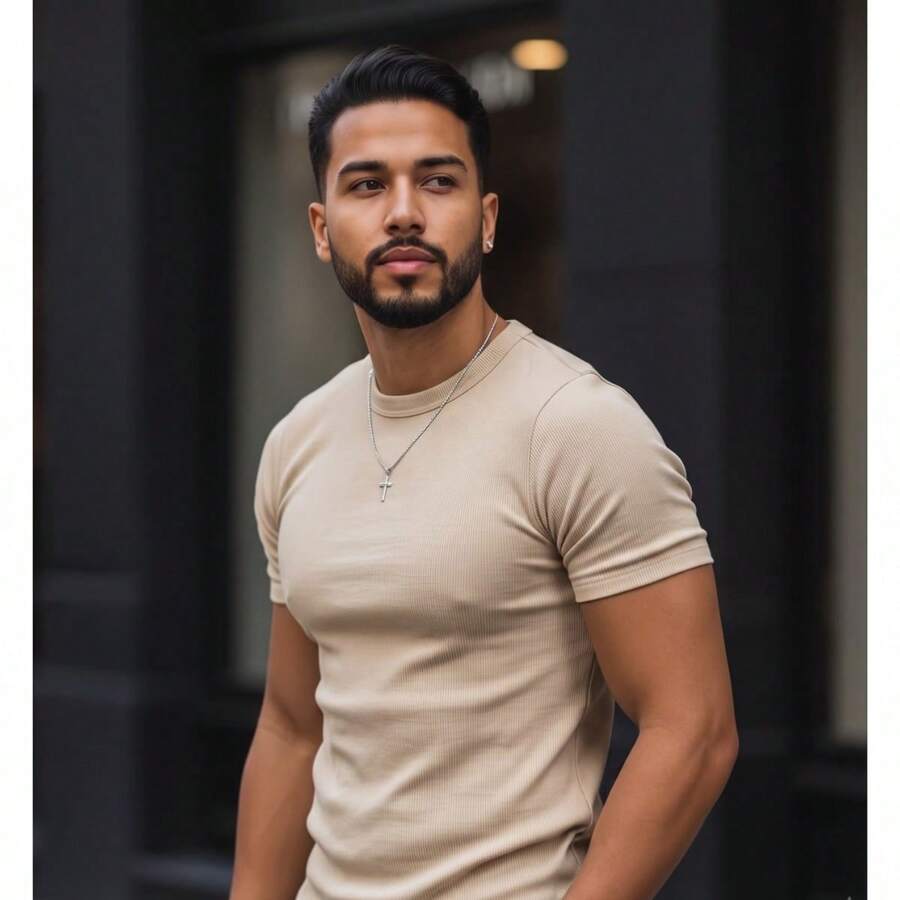 Camiseta Justa Americana Canelada Gringa Camiseta Slim Estilo Casual Masculino Premium Primavera Verão