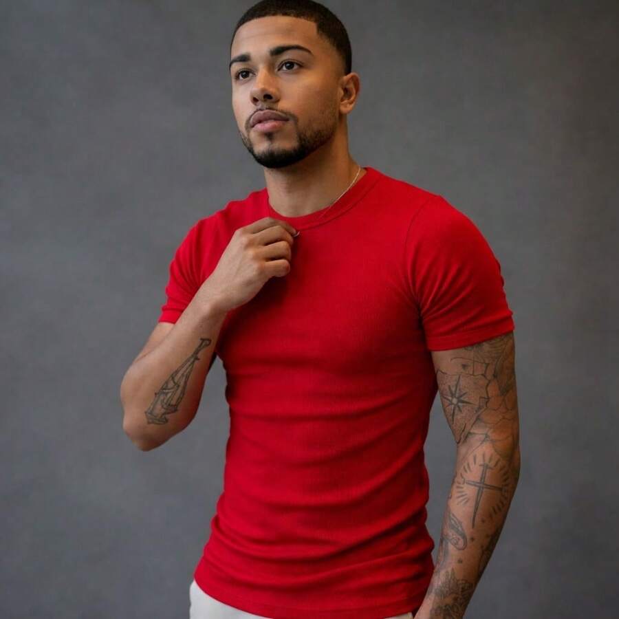 Camiseta Justa Americana Canelada Gringa Camiseta Slim Estilo Casual Masculino Premium Primavera Verão