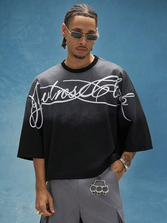 Camiseta Pavtros Signature Calligraphy Black Oversized