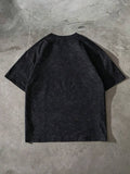 STYNVO Camiseta Branca Solta com Estampa de Letra, Ombros Caídos, Casual para Férias e Transporte, Moda de Rua, Verão
