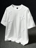 STYNVO Camiseta Branca Solta com Estampa de Letra, Ombros Caídos, Casual para Férias e Transporte, Moda de Rua, Verão