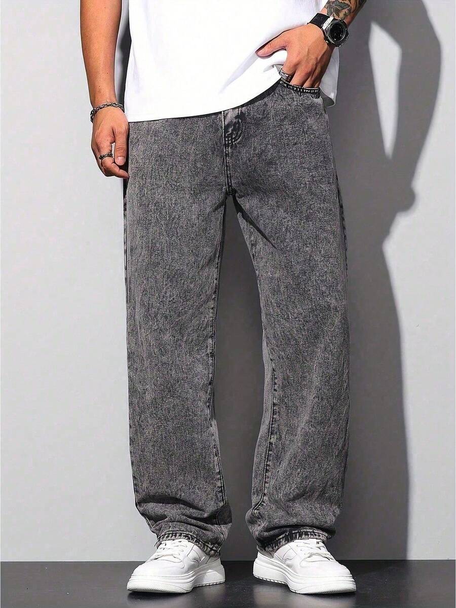 Calça Pavtros Loose Fit Washed Denim Grey - foto 6