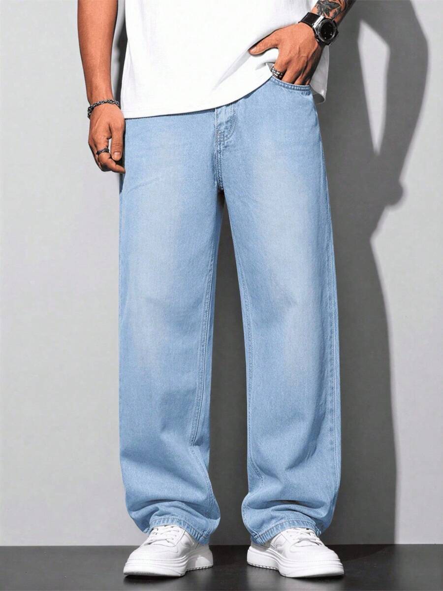 Calça Pavtros Loose Fit Washed Denim Grey - foto 22