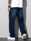 Calça Jeans Masculina Balão Reto Baggy Premium Streetwear Oversized Rapper Ganga Estilo Skatista Folgadas