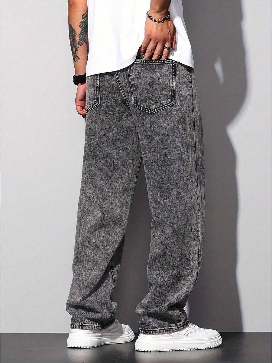 Calça Pavtros Loose Fit Washed Denim Grey - foto 8
