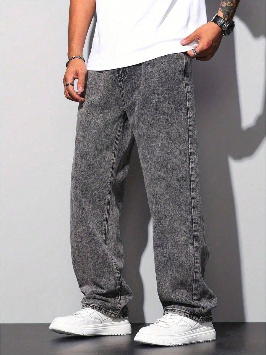 Calça Pavtros Loose Fit Washed Denim Grey - foto 2