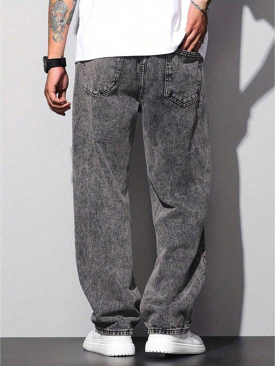 Calça Pavtros Loose Fit Washed Denim Grey - foto 5