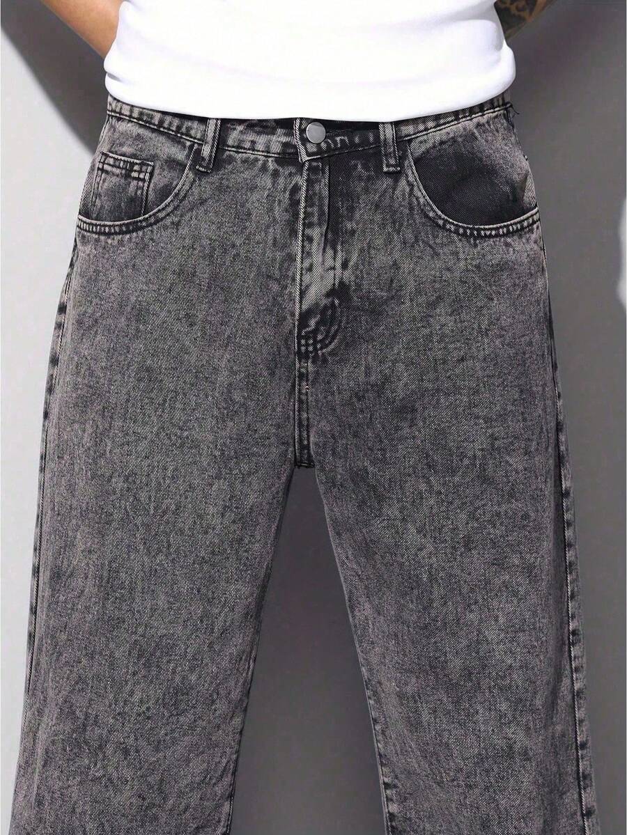 Calça Pavtros Loose Fit Washed Denim Grey - foto 4