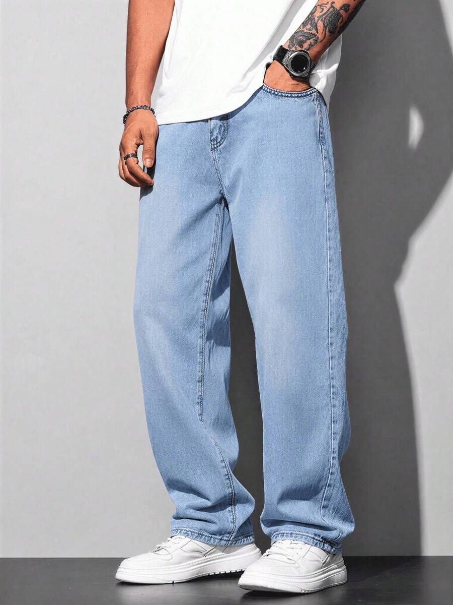 Calça Pavtros Loose Fit Washed Denim Grey - foto 20