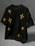 STYNVO Camiseta Branca Solta com Estampa de Letra, Ombros Caídos, Casual para Férias e Transporte, Moda de Rua, Verão