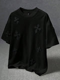 STYNVO Camiseta Branca Solta com Estampa de Letra, Ombros Caídos, Casual para Férias e Transporte, Moda de Rua, Verão