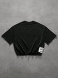 PAVTROS Camiseta Masculina com Estampa de Letras Listradas, Ombros Caídos e Ajuste Solto