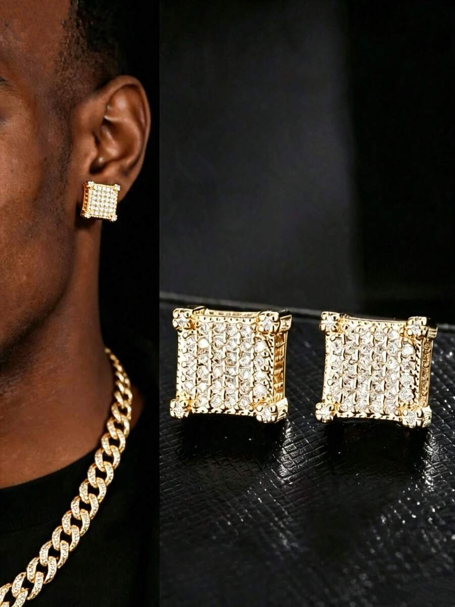 Brincos Iced Out Dourado