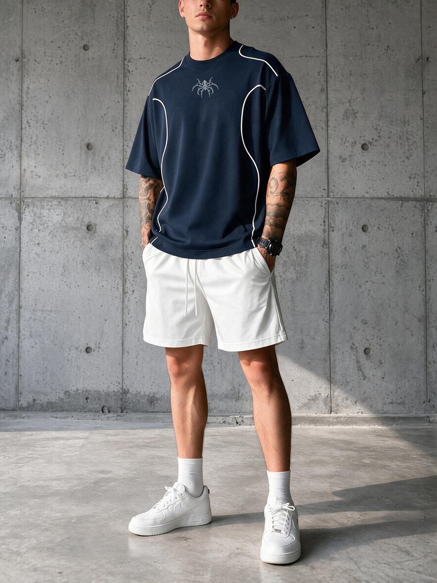Camiseta Pavtros Folgado Estampa Gráfica Recorte