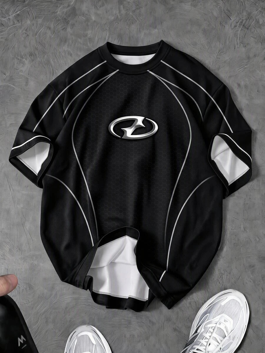 Camiseta Pavtros Folgado Estampa Gráfica Recorte