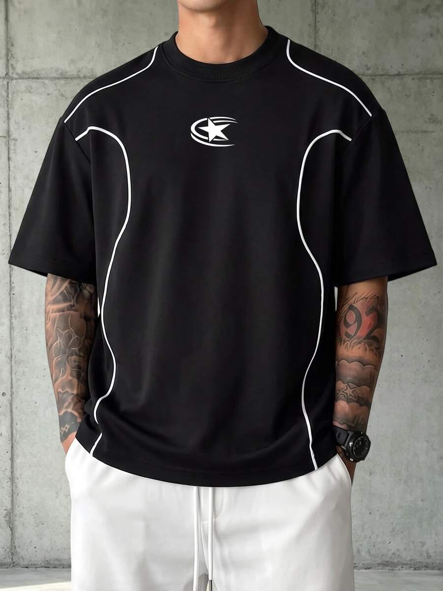 Camiseta Pavtros Folgado Estampa Gráfica Recorte