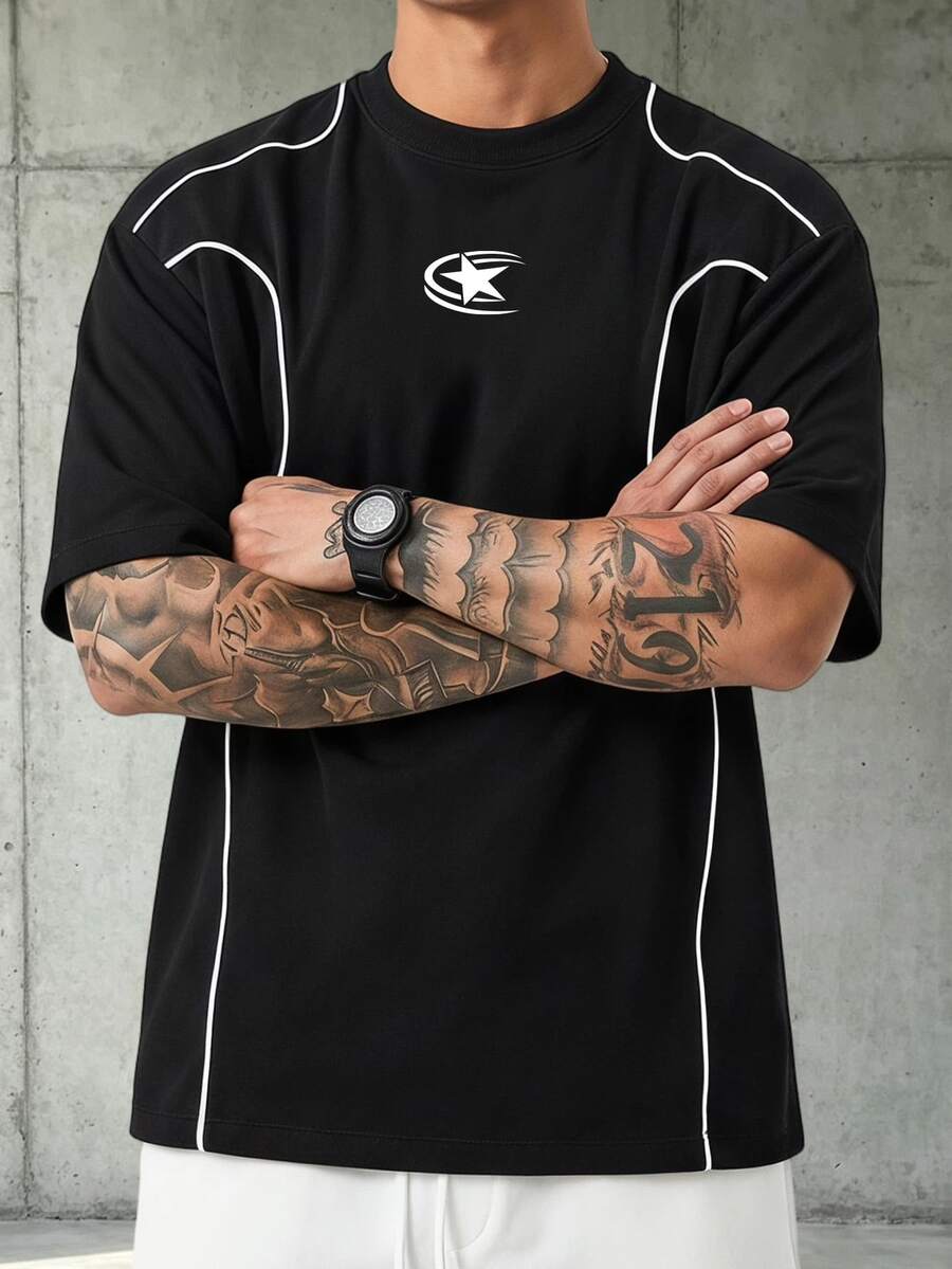 Camiseta Pavtros Folgado Estampa Gráfica Recorte