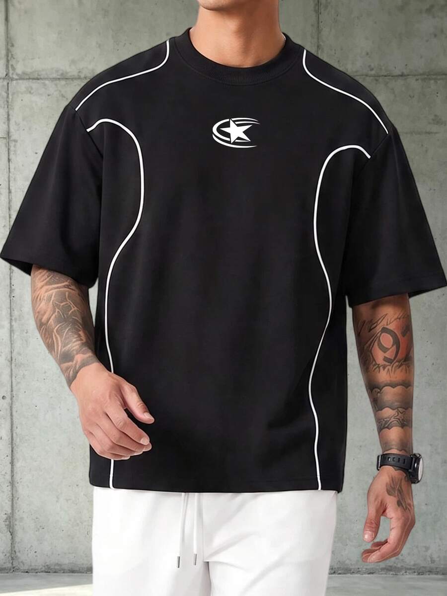Camiseta Pavtros Folgado Estampa Gráfica Recorte