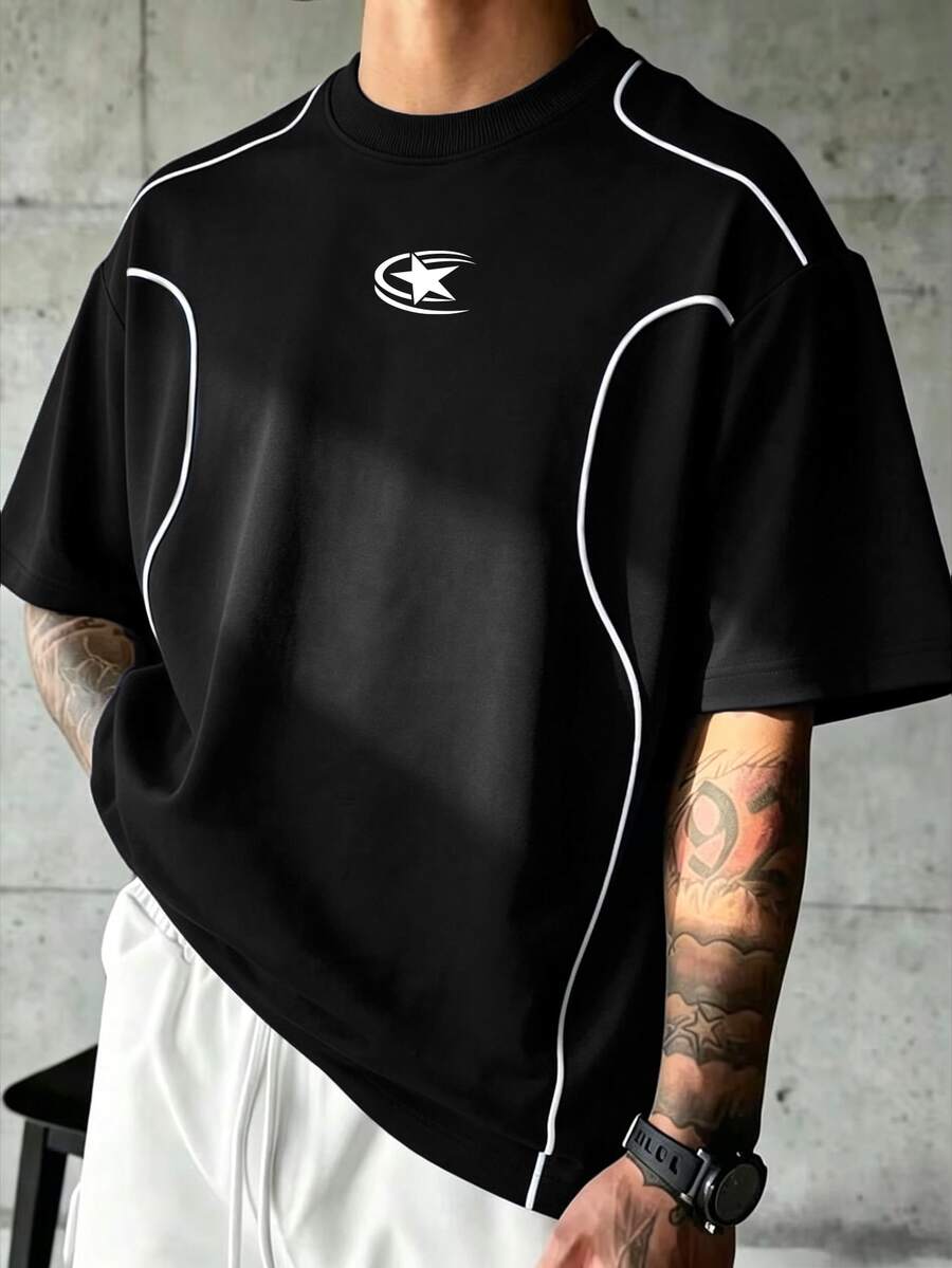 Camiseta Pavtros Folgado Estampa Gráfica Recorte