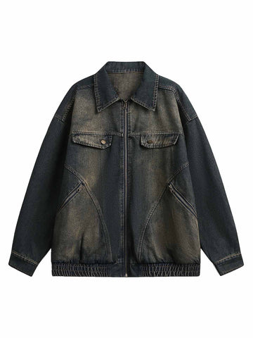 Jaqueta Pavtros Washed Distressed Multi-Pocket Denim - foto 1