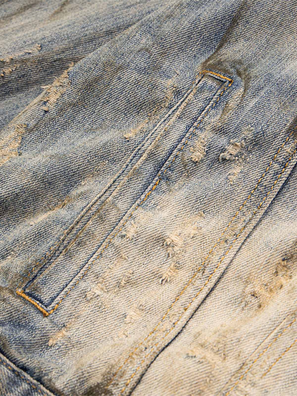 Jaqueta Pavtros Studios Destroyed Oil Wash Denim Jacket — Foto 4