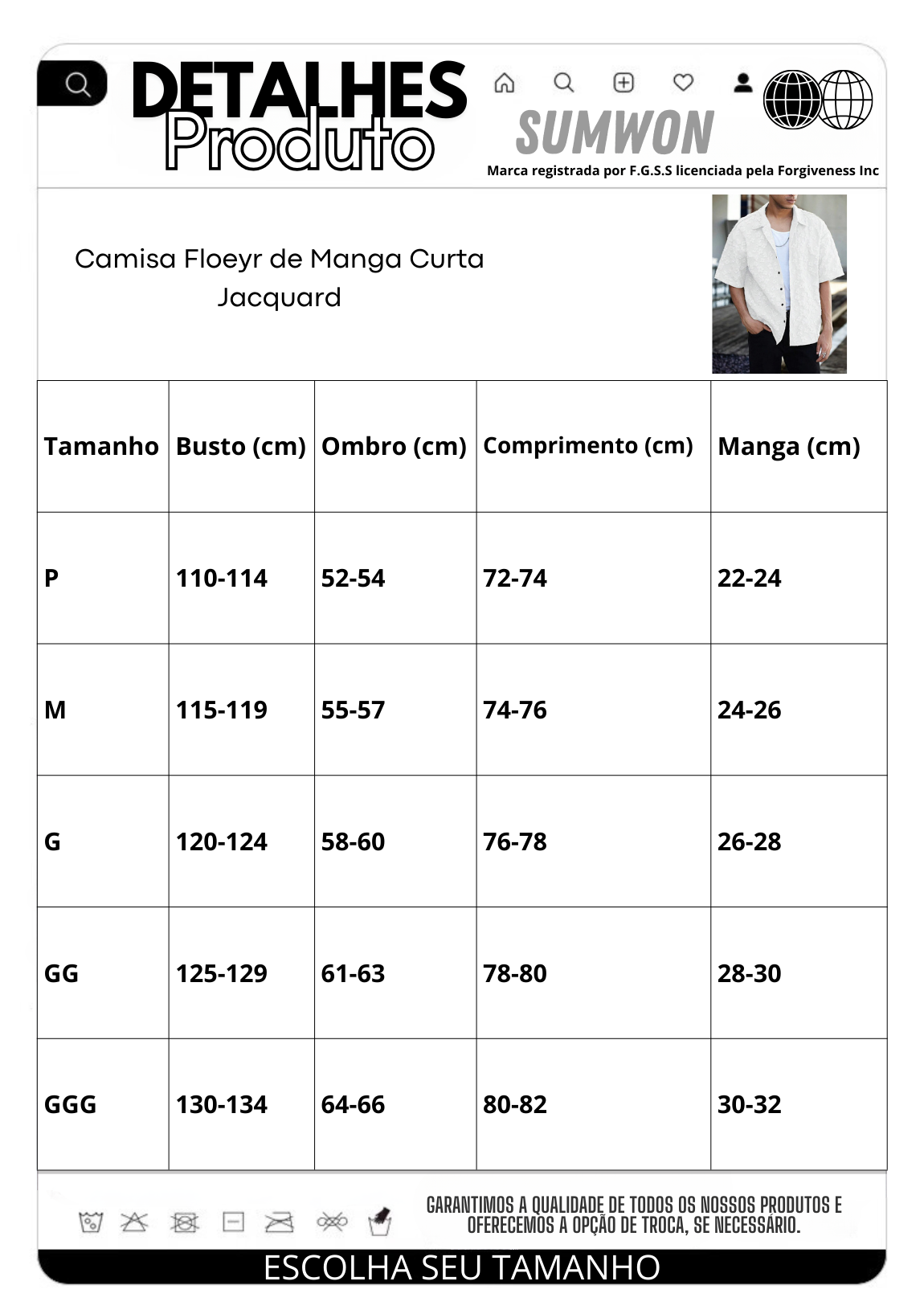 Camisa Pavtros Floeyr de Manga Curta Jacquard