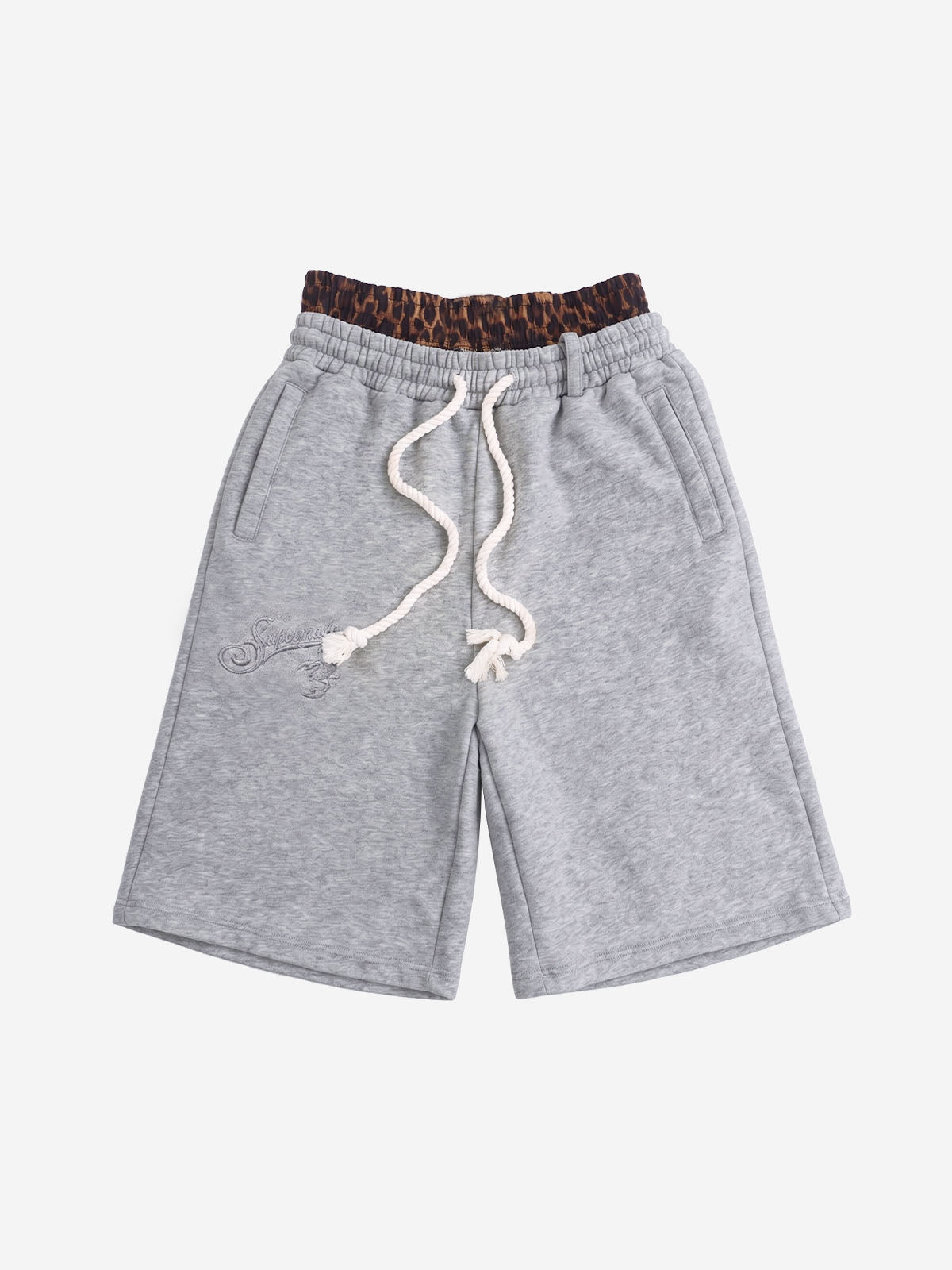 Shorts Pavtros Logo Embroidery Double Waist