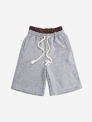 Shorts Pavtros Logo Embroidery Double Waist