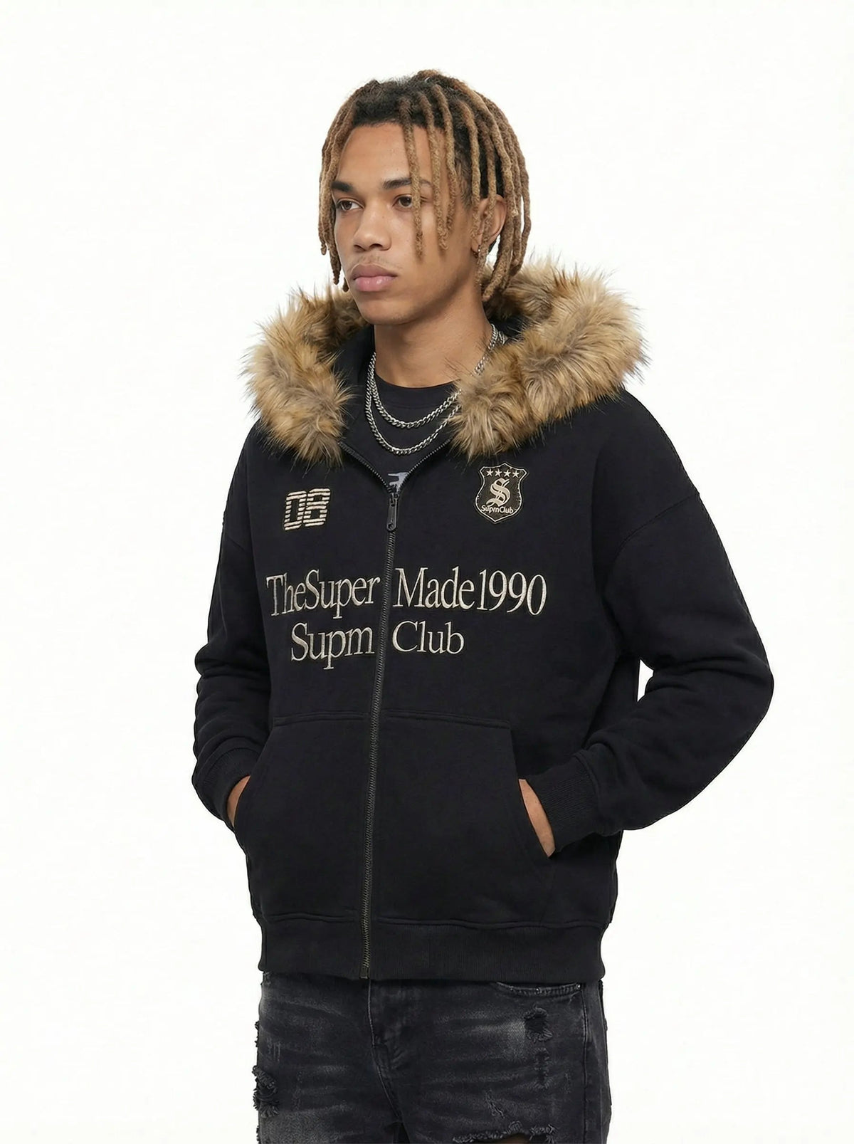 Moletom Pavtros Letter Medal Embroidered Cardigan