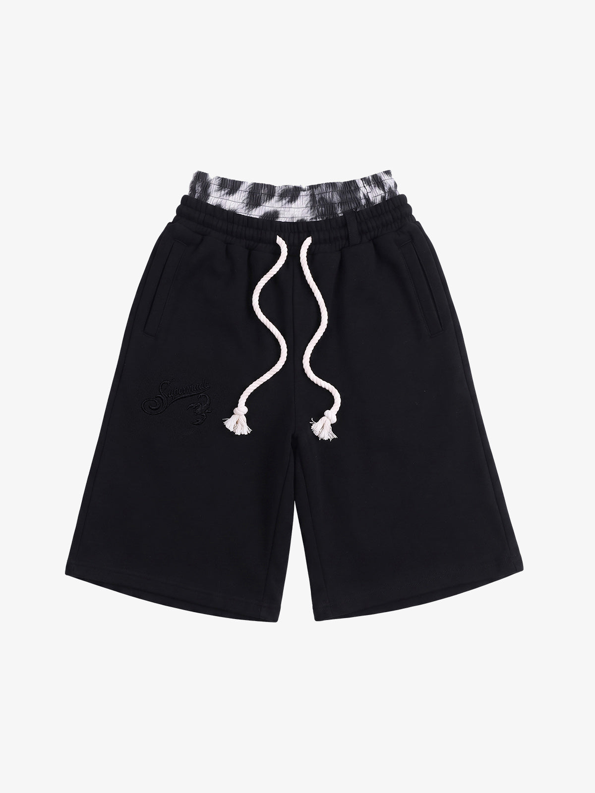 Shorts Pavtros Logo Embroidery Double Waist