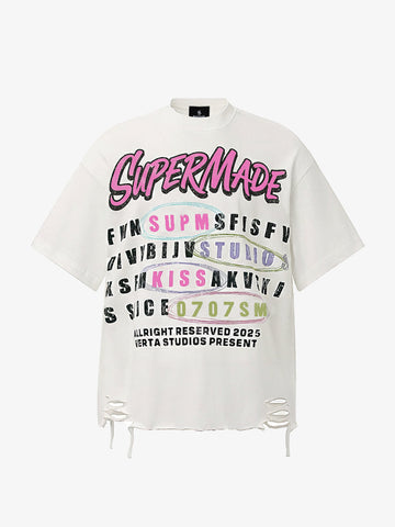 Camiseta Pavtros Retro Letter Graphic