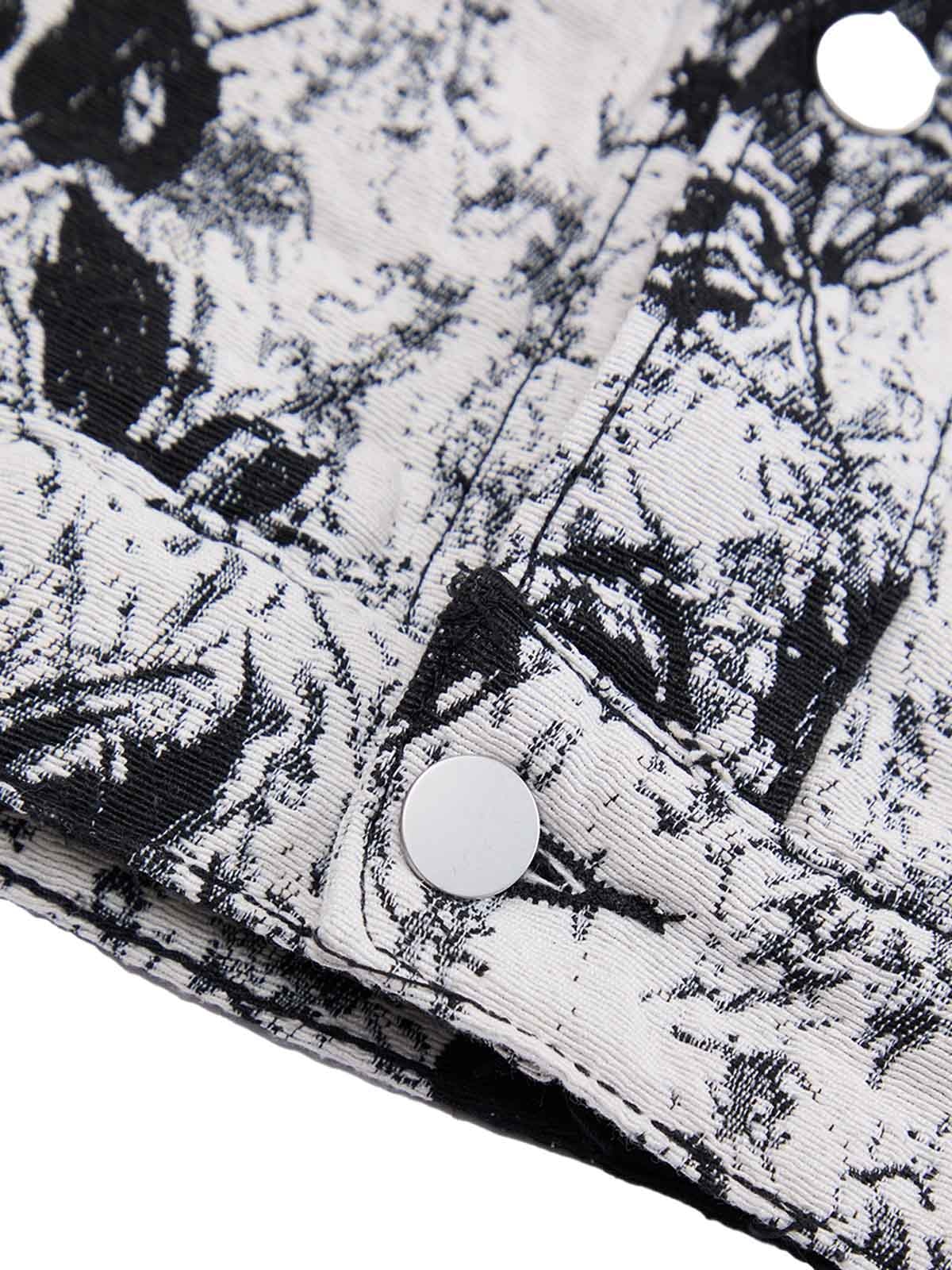 Jaqueta Pavtros Black And White Contrast Floral Denim - foto 4