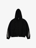 Striped Patchwork Boxy Fit Zip-Up Hoodie