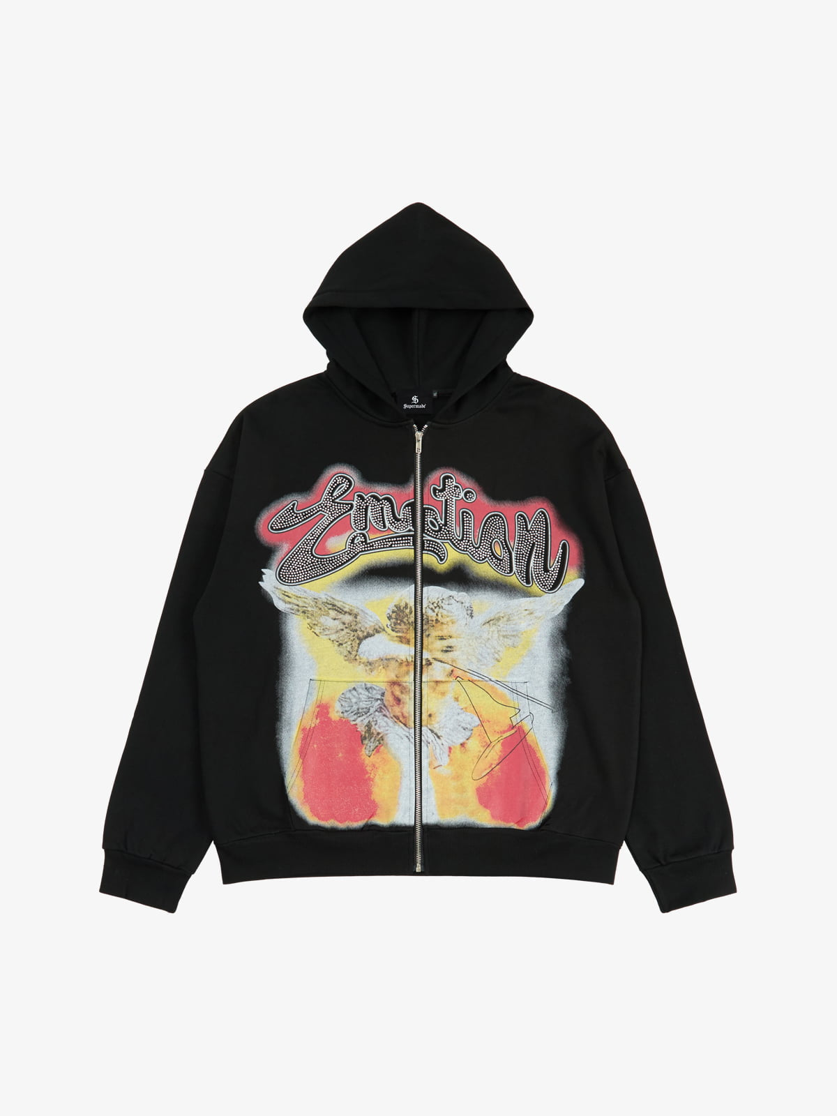 Moletom Pavtros Retro Hip-Hop Cupid Rhinestone Zip Up - foto 1
