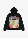 Moletom Retro Hip-Hop Cupid Rhinestone Zip Up