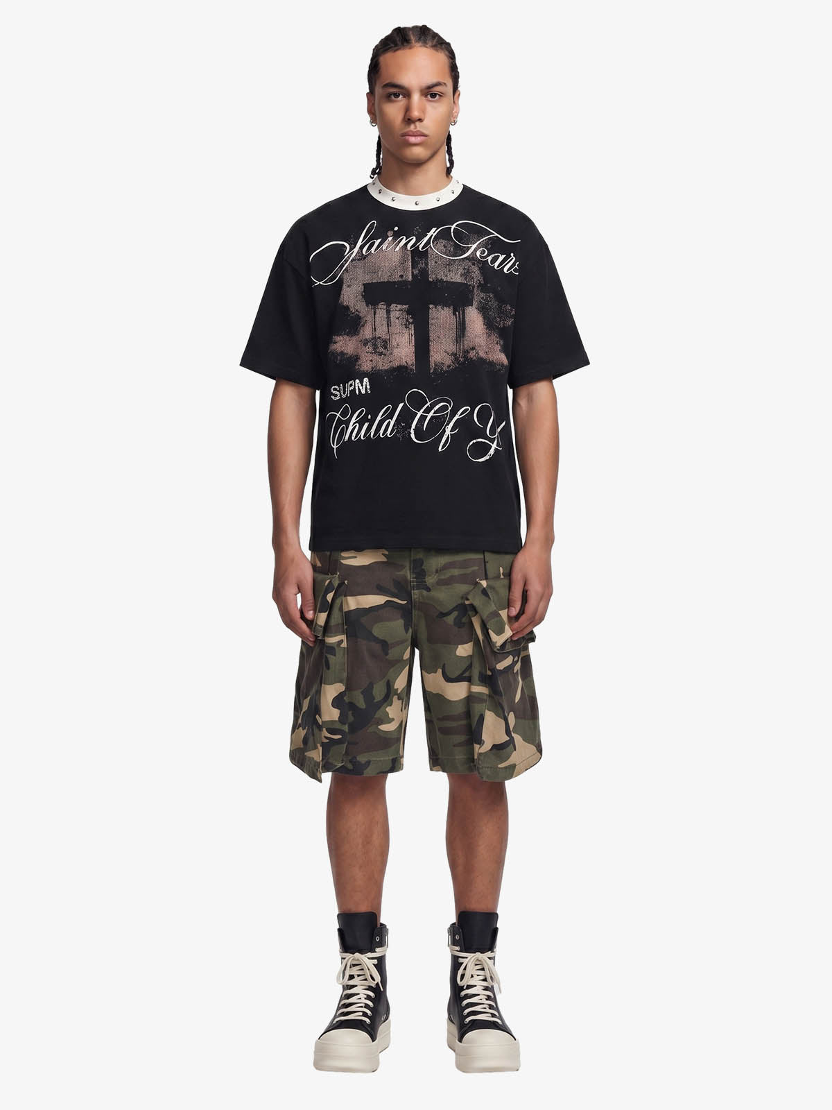 Camiseta Pavtros Studios Saint Fear Studded Oversized - foto 3