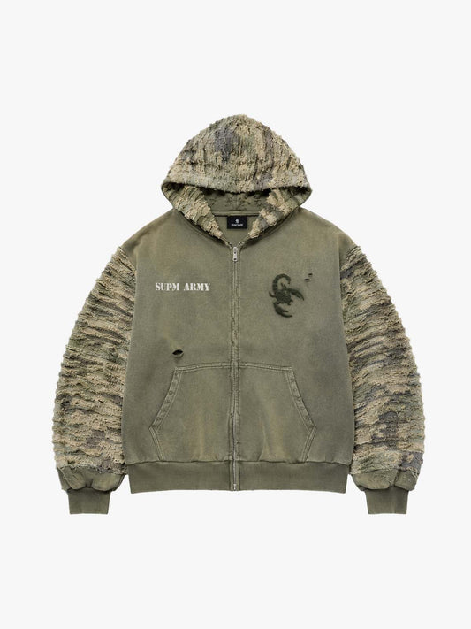 Moletom Pavtros SUPM Army Zip-Up Washed