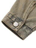 Washed Vintage Letter Print Denim Jacket