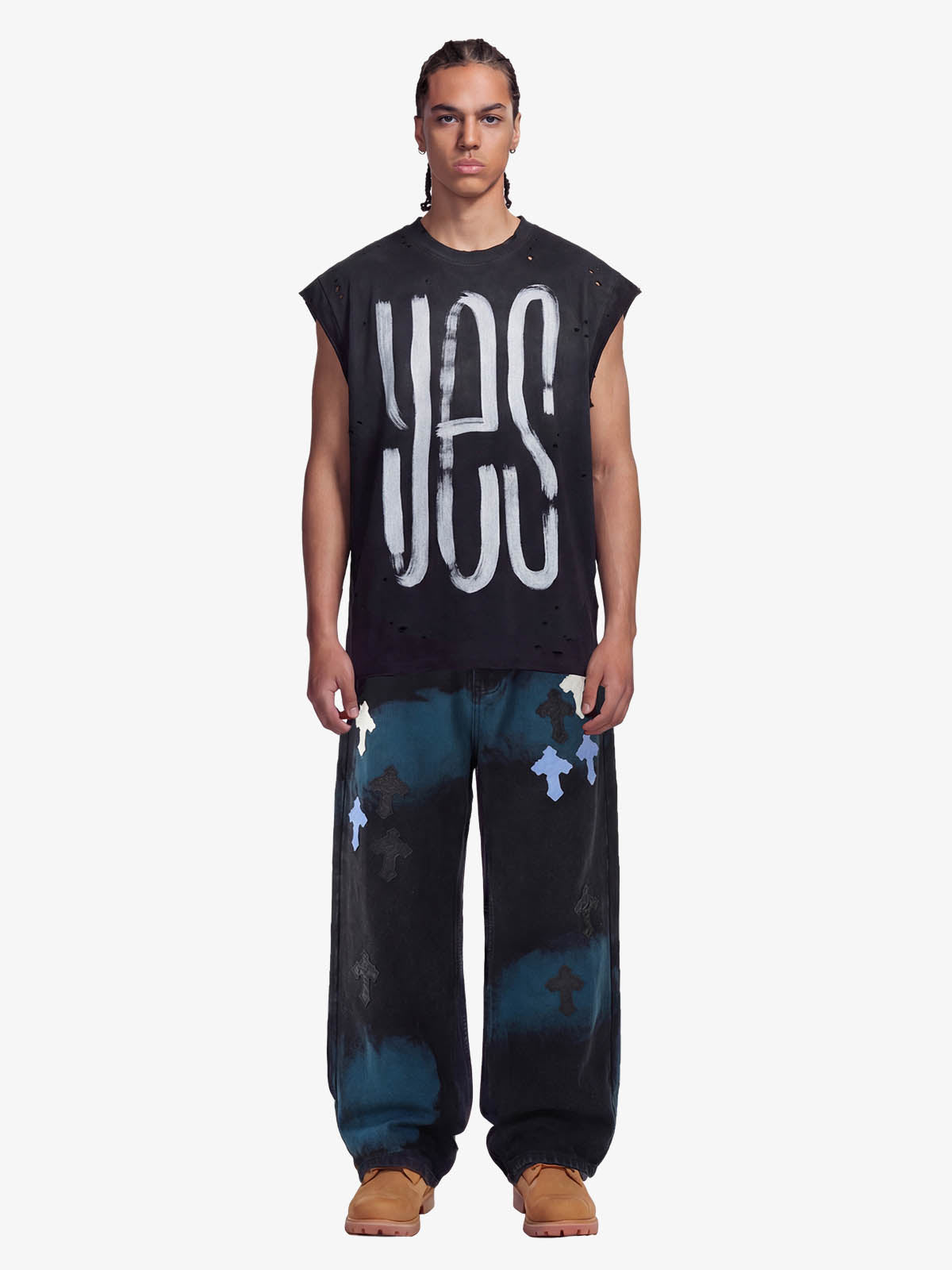 Calça Jeans Pavtros Cross Leather Patch Washed — Foto 4