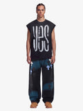 Smoke Fade Wash Cross Patch Baggy Denim Jeans