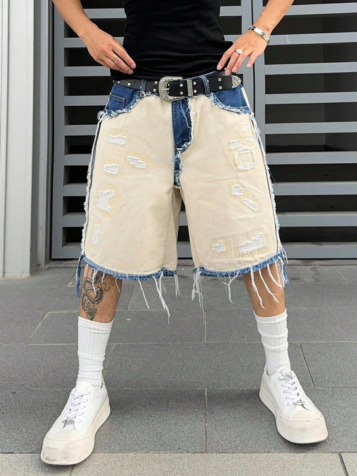 Short Pavtros Denim Bege Punk Jeans - foto 1