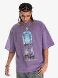 Vintage Washed Skeleton Graphic Oversized T-Shirt