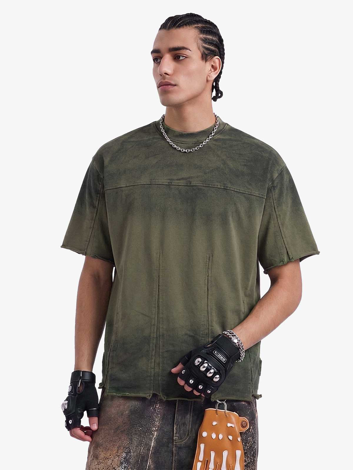 Camiseta Pavtros Minimalist Paneled Washed Black Oversized - foto 6