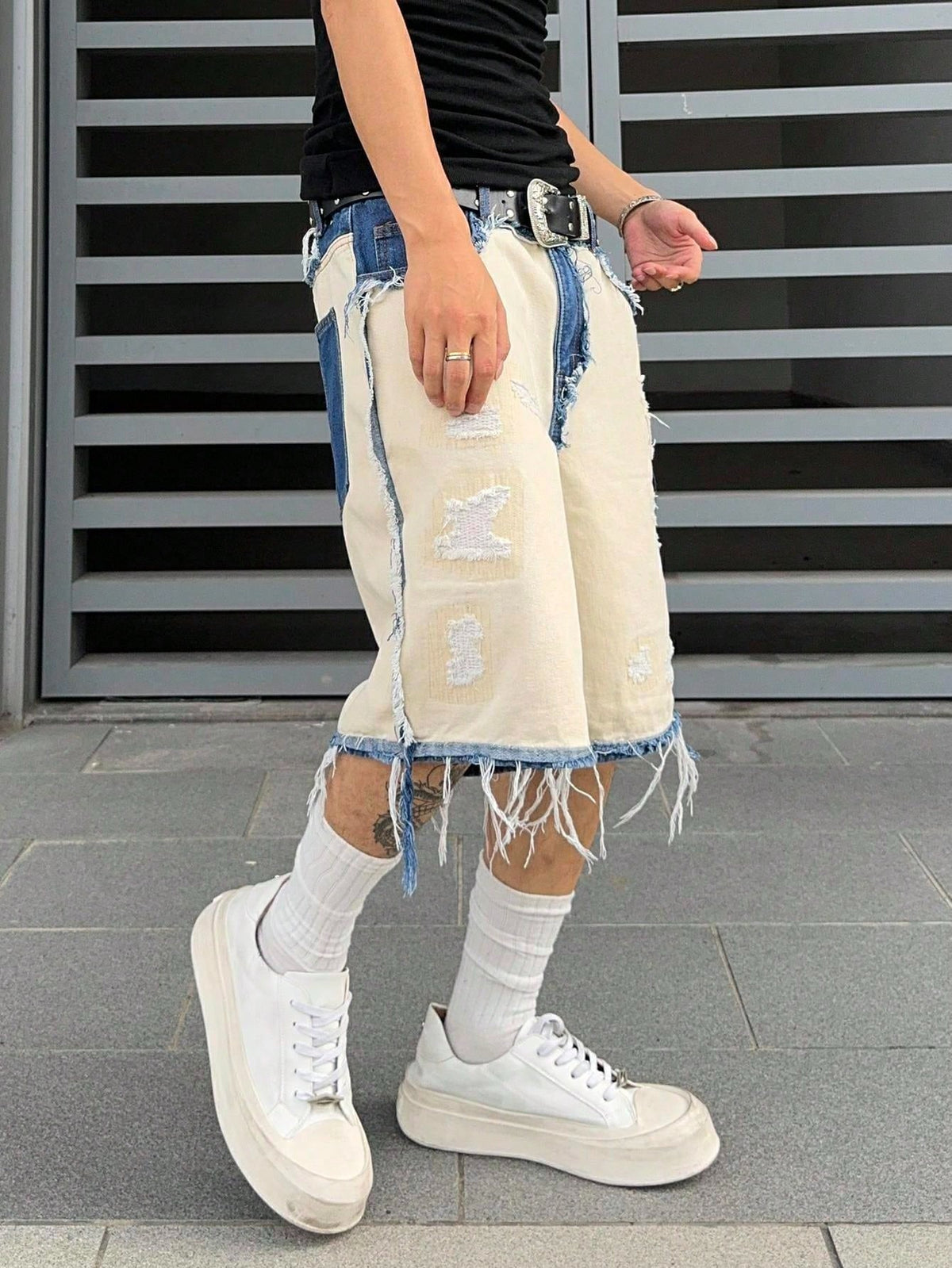 Short Pavtros Denim Bege Punk Jeans - foto 2
