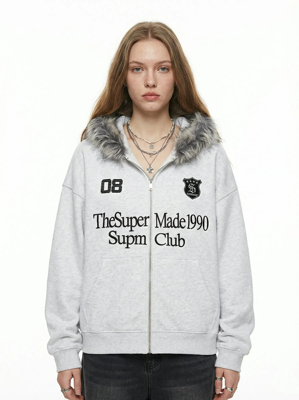 Moletom Pavtros Letter Medal Embroidered Cardigan
