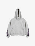 Striped Patchwork Boxy Fit Zip-Up Hoodie