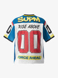 Color-Block Digital Print Mesh V-Neck Jersey