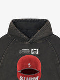 Retro Bandit Hat Graphic Distressed Cropped Hoodie