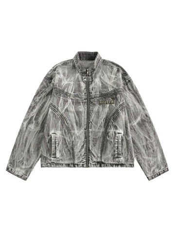 Jaqueta Pavtros Hip-hop Distressed Washed Printed Denim - 2239 - foto 1