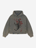 Logo Lightning Graphic Washed Distressed Hoodie